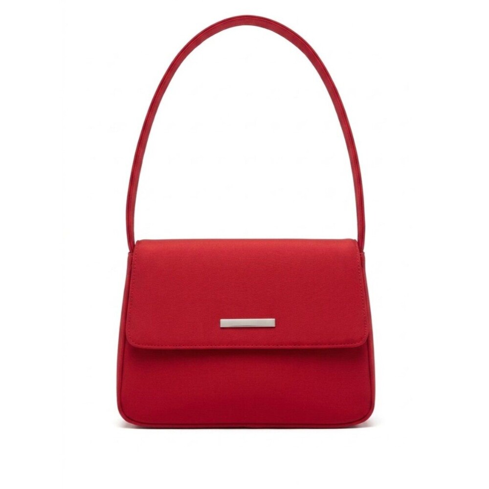 VTG Lord & Taylor Red Grosgrain Evening Bag | Silver Hardware Shoulder Bag